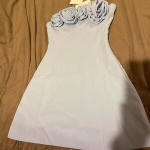 Peppermayo Light Blue Strapless Mini Dress